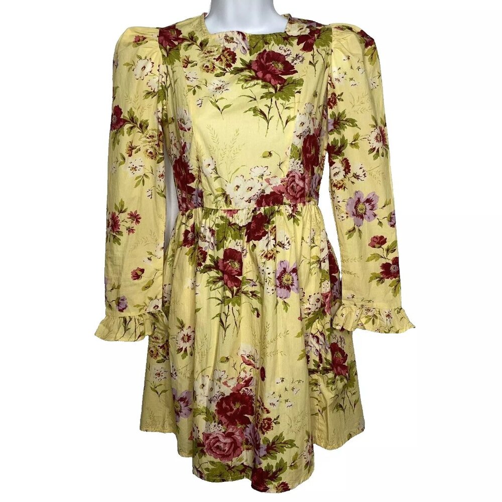 Batsheva Laura Ashley Square Neck Mini Prairie Dress Arundel Floral Print